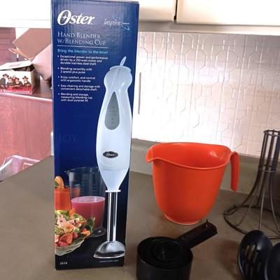OSTER HAND BLENDER, BATTER BOWLS, NEW UTENSILS