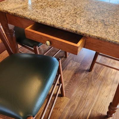 Granite Top Table with 2 end Drawers and 5 Chairs 60x42x30