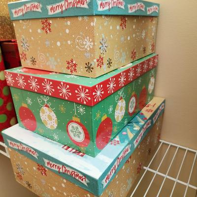 3 box Lot of Lindy Bowman Holiday Christmas Gift Boxes many nesting ones 661