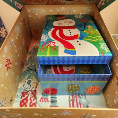 3 box Lot of Lindy Bowman Holiday Christmas Gift Boxes many nesting ones 661