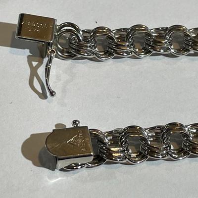 Vintage Sterling Silver Never Worn Condition 7.5" Long Charm Bracelet 1/3" Wide in Great Condition.