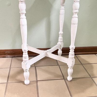 Solid Wood Silver Accented Side Table