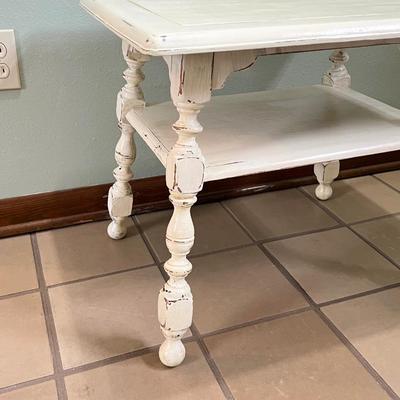 Solid Wood Painted & Distressed End Table