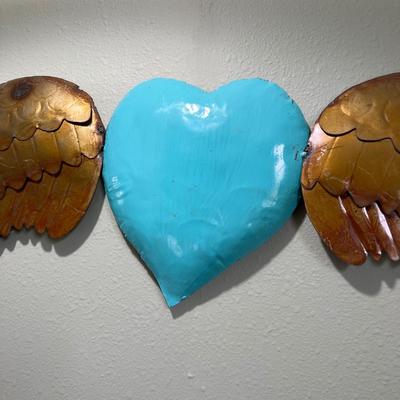 Metal Heart With Wings Wall Decor