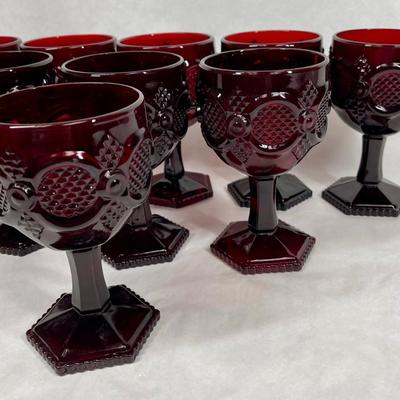 Vintage Avon Cape Cod Ruby Red Glass Goblets 9 pcs
