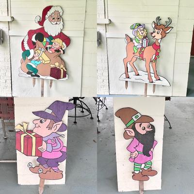 Painted Christmas Scene ~ 4 Pieces