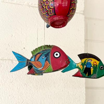 Wood Carved Fish Wind Chime