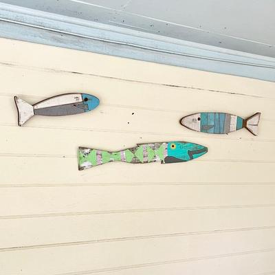 Three (3) Wood Wall Decor Fish