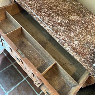 Solid Wood Marble Top Chest