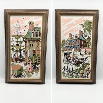 Pair (2) ~ Vtg. New Orleans Scene Paint By Numbers