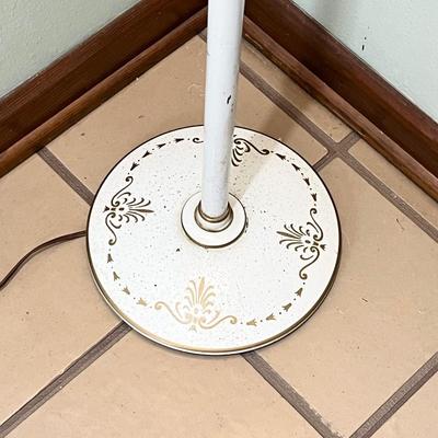 Vtg. White With Gold Accents Metal Floor Lamp