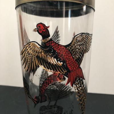 LOT 2U: Vintage 1978 Avon Hunting & Fishing Beer Stein, Vintage / MCM Hazel Atlas Glass Pheasant Bird Cocktail Shaker w/ Matching Lowball...