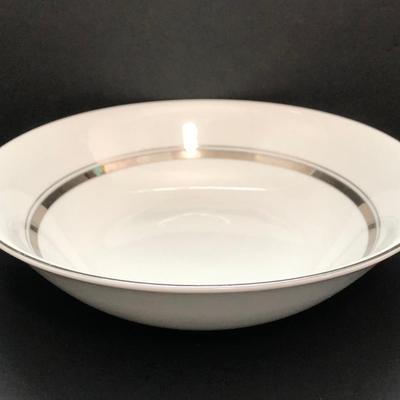 LOT 6U: Set of Crown Platinum Empress China - Plates, Bowls, Teacups, Sugar Bowl & Creamer