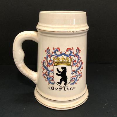 LOT 13U: Vintage Beer Stein Souvenirs & More - King Austria, PA Dutch Country, Domex Glass Poland, Berlin, California, Moustache Stein &...