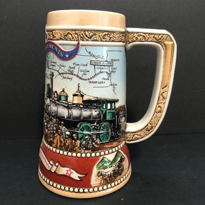 LOT 18U: Beer Steins - Miller High Life Great American Achievements #3 Transcontinental Railway, 1984 Budweiser Ceramarte LA Olympics,...