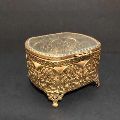 LOT 28U: Vintage Vanity Collection - Engraved Things Remembered Musical Jewelry Box w/ Swarovski Crystal Accents, Porcelain Flower...