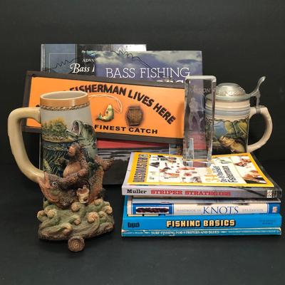 LOT 43U: Fisherman's Collection - Vintage Carolina Collection Ceramarte American Angler Series Large Mouth Bass Stein, Jon A Wright Bass...