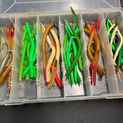 LOT 121B: Assorted Fishing Lures - Rigged Soft Baits, Bucktails and More