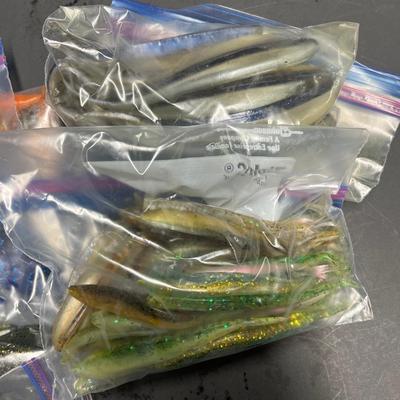 LOT 134B: Big Lot of Opened Rubber Worms / Soft Plastic Fishing Baits