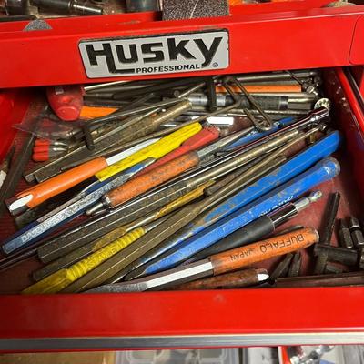 LOT 175B: Husky Tool Chest Full of Tools - Drill Bits, Air Tools and More