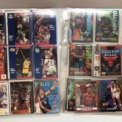 LOT 203U: Sheets of Basketball Trading Cards - Magic Johnson, Michael Jordan, Scottie Pippin, Dennis Rodman & More