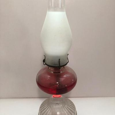 LOT 211U: Vintage Glass Hurricane Oil Lamps (3)
