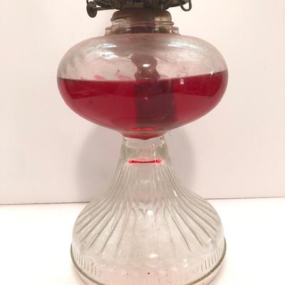 LOT 211U: Vintage Glass Hurricane Oil Lamps (3)