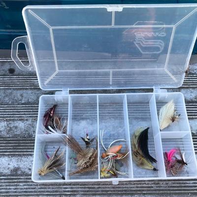 LOT 219S: Piano Guide Series Blue & Gray Tacklebox full of Freshwater Fishing Gear / Supplies