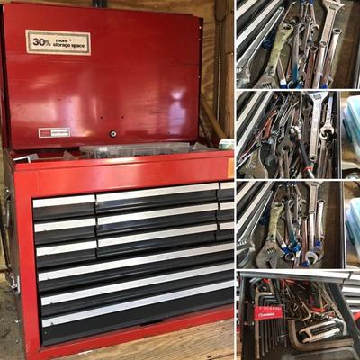 LOT 221S: Sears Craftsman 12-Drawer Chest Tool Box w/ Wrenches of All Kinds