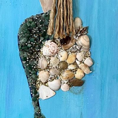 Handcrafted From Shells Mermaid Artwork On A Board