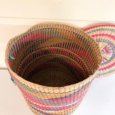 17â€ Woven Mexican Basket With Lid