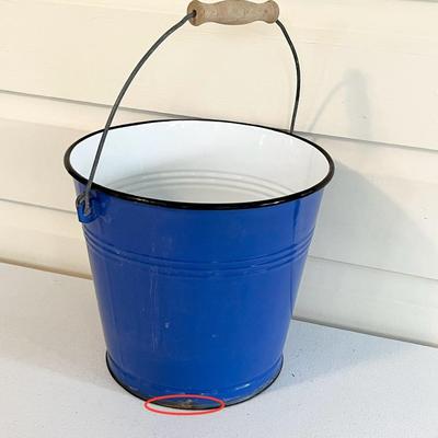 IKEA ~ Blue Enameled Bucket With Handle
