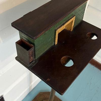 Folk Art Pipe & Tobacco Stand With Match Holder