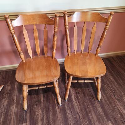 2 Solid Wood Chairs Made in Yugoslavia