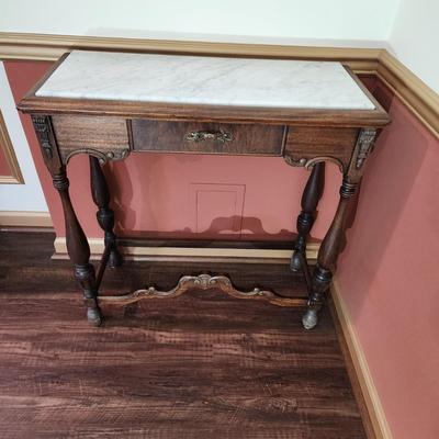 Vintage Knoxville Table & Chair Co. Marble Top Side Entryway Table 32x13x33
