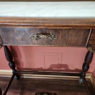 Vintage Knoxville Table & Chair Co. Marble Top Side Entryway Table 32x13x33