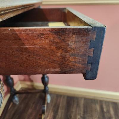 Vintage Knoxville Table & Chair Co. Marble Top Side Entryway Table 32x13x33