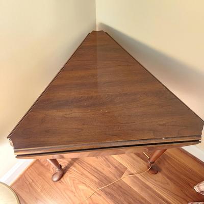 3 sided Triangular Drop Leaf Side Table End Table