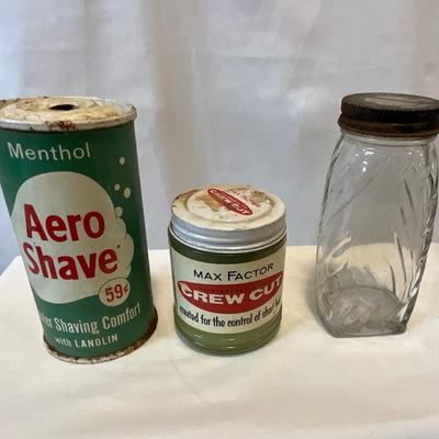 Vintage grooming items, some with product