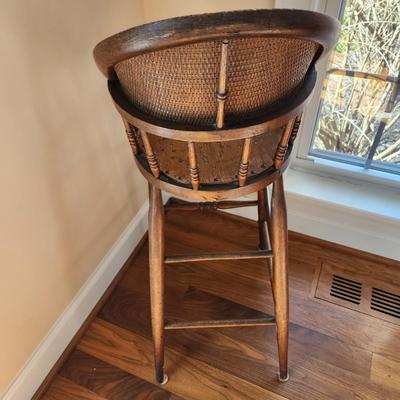 Antique Cane Backed Child Doll High Chair