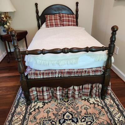 Vintage Solid Wood Twin Bed Foot & Headboard Frame