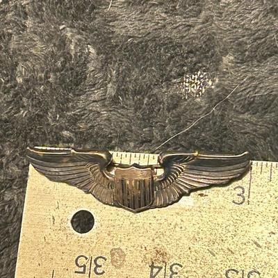 Vintage WW2 US Army Air Corps/Air Force Sterling Silver Pilot Wings Pin Badge 3
