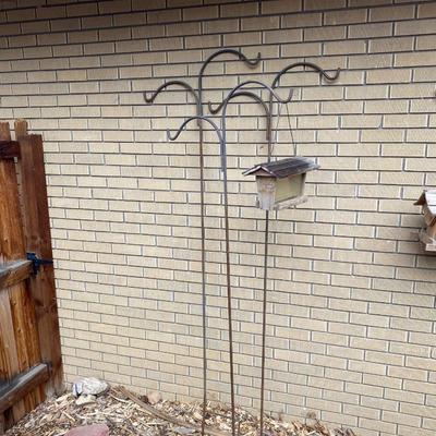 SHEPHERD HOOKS AND BIRD FEEDER