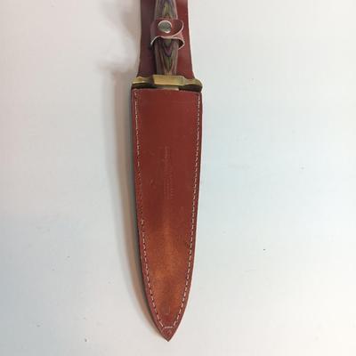 Stainless Pakistan Medieval Renaissance Dagger Knife - Wood Handle - Brass Guard & Pommel with leather Sheath