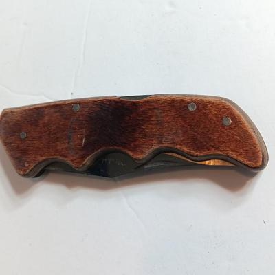 Maxum Nighthawk folding lock blade pocketknife with Maxum full grain leather case
