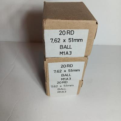 20 round boxes of ammunition 7,62 x 51 mm Ball M1A3 Military Issued - 60 total rounds -South Africa