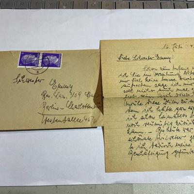 World War II German Letter w/2 Hitler Stamps in Good Preowned Condition as Pic'd.