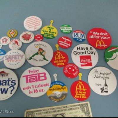 Vintage Advertising Pins / Buttons