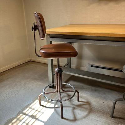 DRAFTING TABLE AND 2 DRAFTING CHAIRS