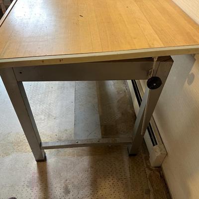 DRAFTING TABLE AND 2 DRAFTING CHAIRS